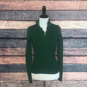 Dark Green Half Zip-Up Sweater